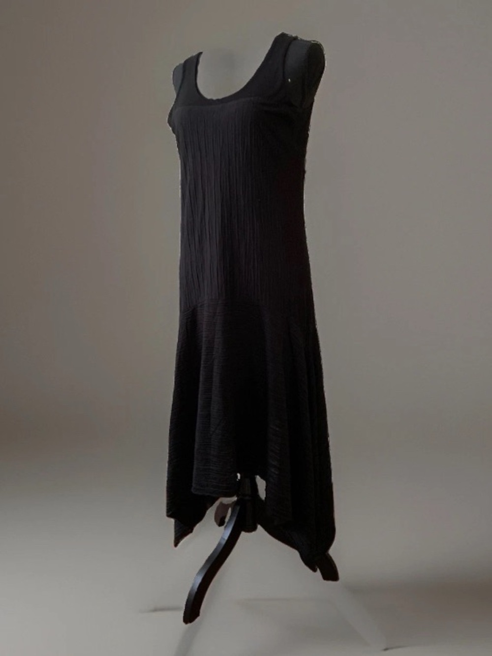 MarlaWynne Lagenlook Asymmetrical Hem maxi Fall Black Dress